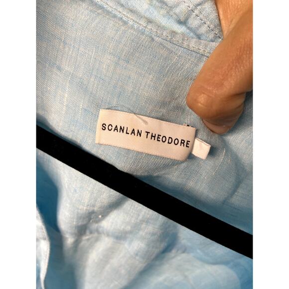 Scanlan Theodore Italian Linen Wrap Shirt Dress Blue size US 2 - Picture 4 of 8